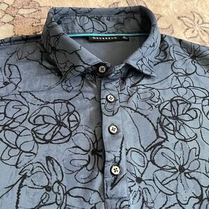 Devereux Golf Polo Blue Floral Men's Size M Short Sleeve